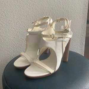 BCBGMAXAZRIA White Strap Heels